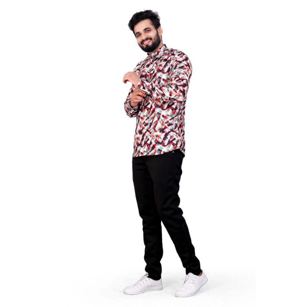 Indoraa Men's Cotton Blended Printed Full Sleeve Shortkurta (Multicolor)