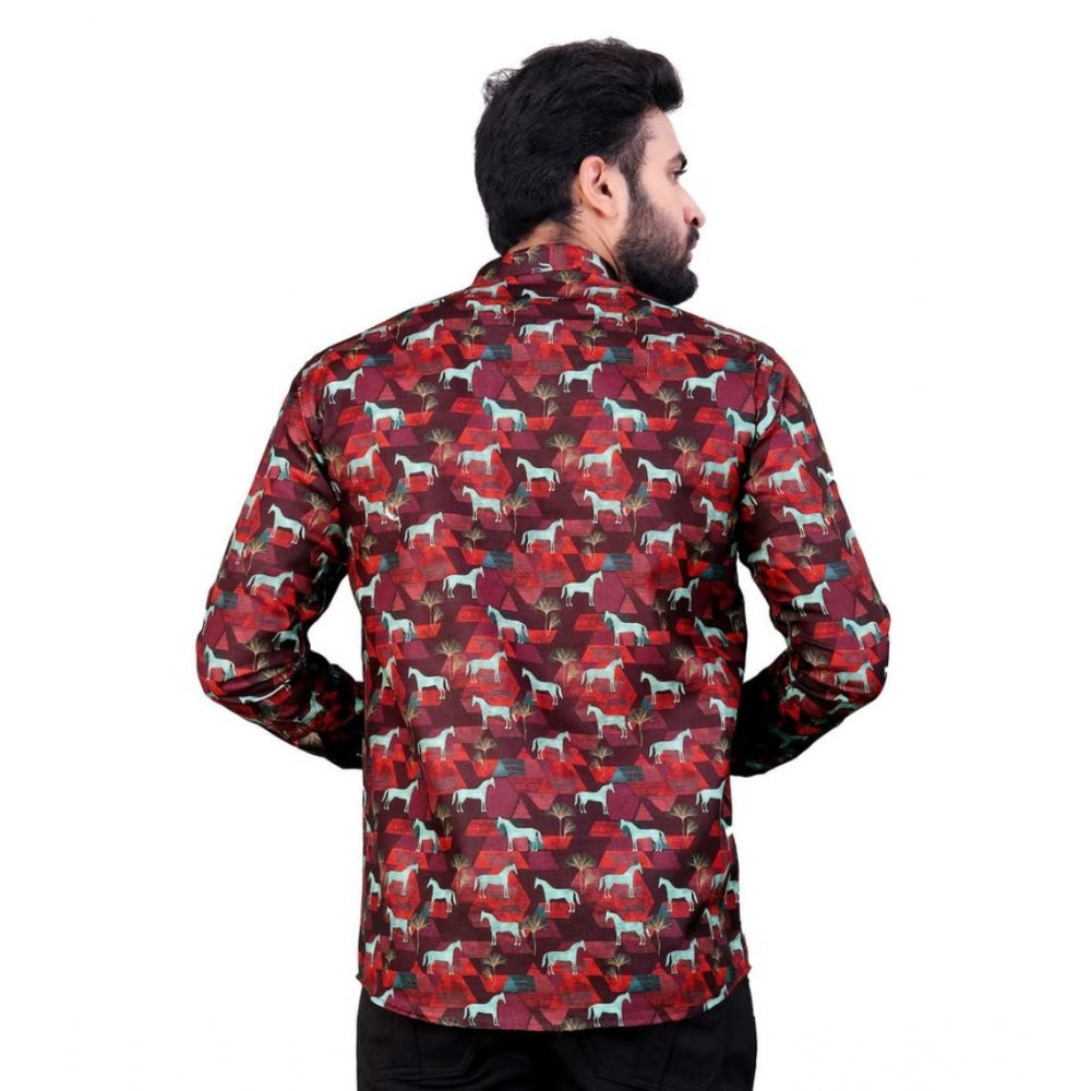Indoraa Men's Cotton Blended Printed Full Sleeve Shortkurta (Multicolor)
