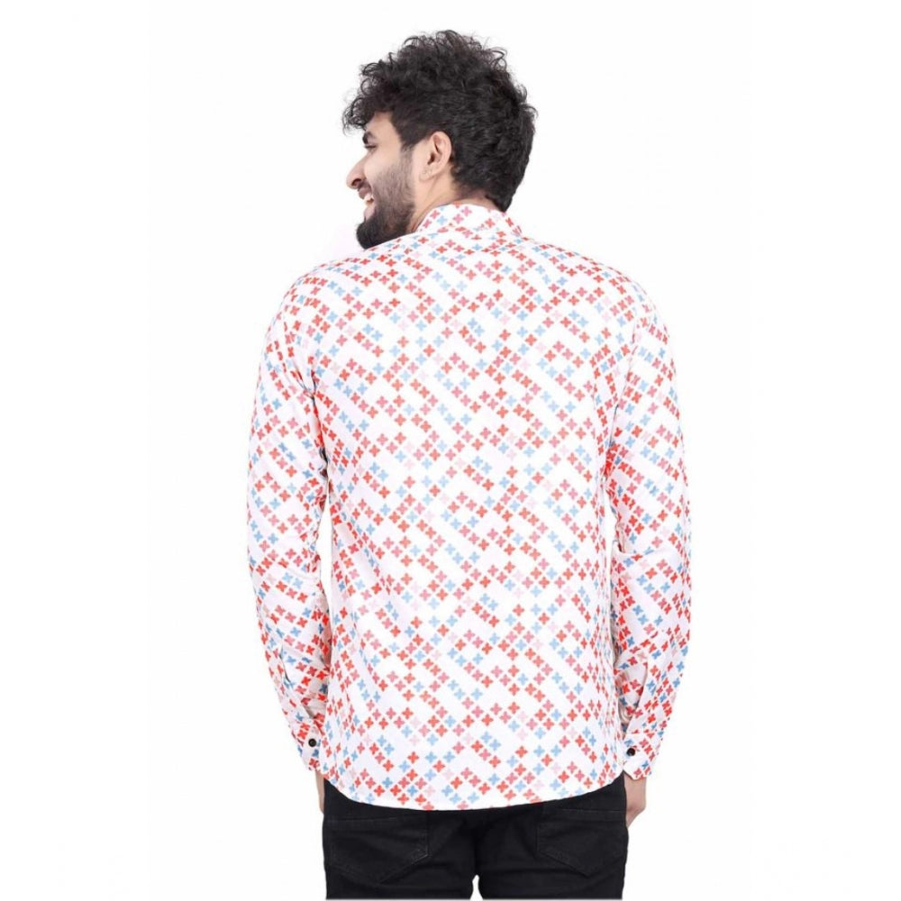 Indoraa Men's Cotton Blended Printed Full Sleeve Shortkurta (Multicolor)