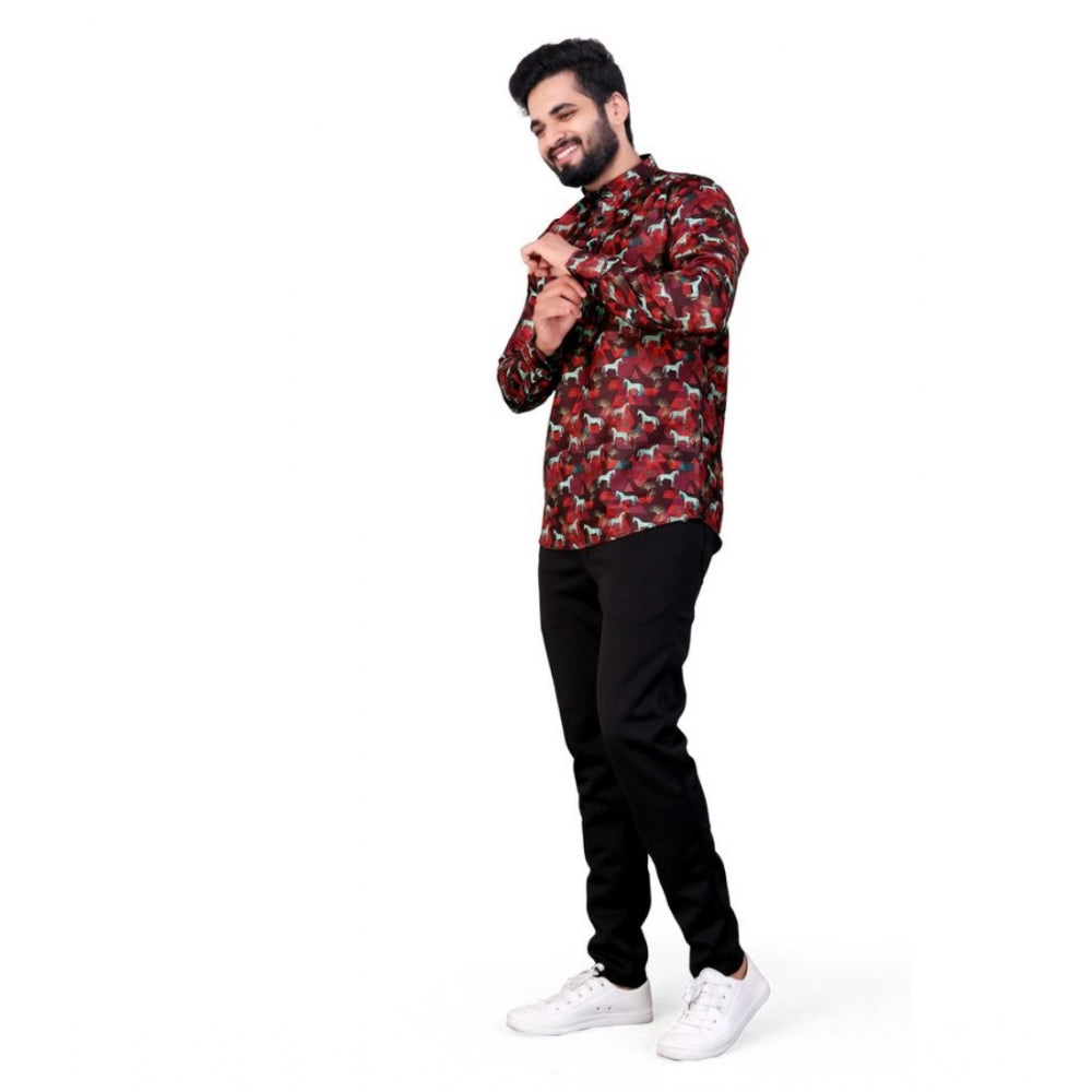 Indoraa Men's Cotton Blended Printed Full Sleeve Shortkurta (Multicolor)