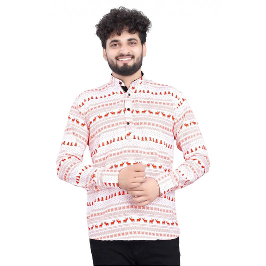 Indoraa Men's Cotton Blended Printed Full Sleeve Shortkurta (Multicolor)