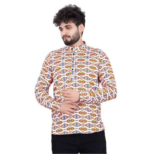 Indoraa Men's Cotton Blended Printed Full Sleeve Shortkurta (Multicolor)