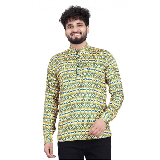 Indoraa Men's Cotton Blended Printed Full Sleeve Shortkurta (Multicolor)