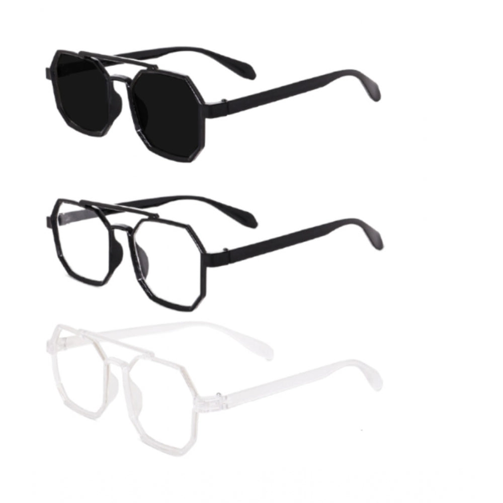 indoraa Pack Of 3 Classic Unisex UV400 Protection Sunglasses (MultiColor)