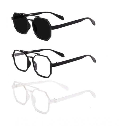indoraa Pack Of 3 Classic Unisex UV400 Protection Sunglasses (MultiColor)