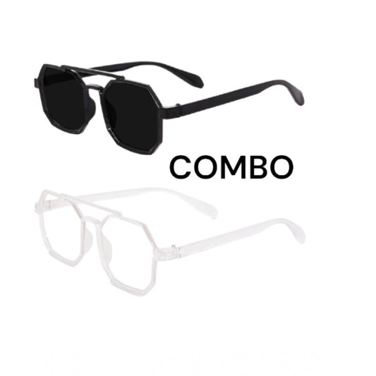 indoraa Pack Of 2 Classic Unisex UV400 Protection Sunglasses (MultiColor)