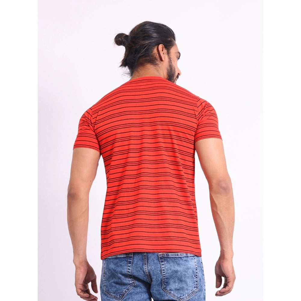 Indoraa Men's Casual Cotton Printed Round Neck Half Sleeve T-Shirt (Red)