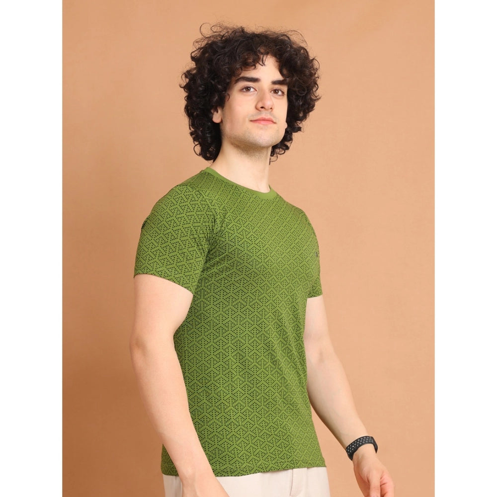 Indoraa Men's Casual Cotton Printed Round Neck Half Sleeve T-Shirt (Green)