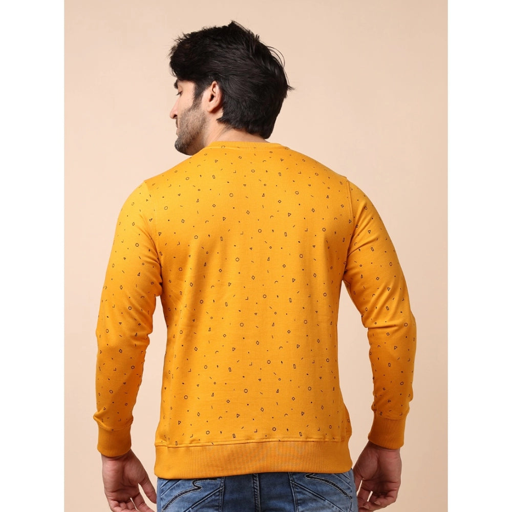 Indoraa Men's Casual Cotton Printed Round Neck Full Sleeve Sweat T-Shirt (Mustard)