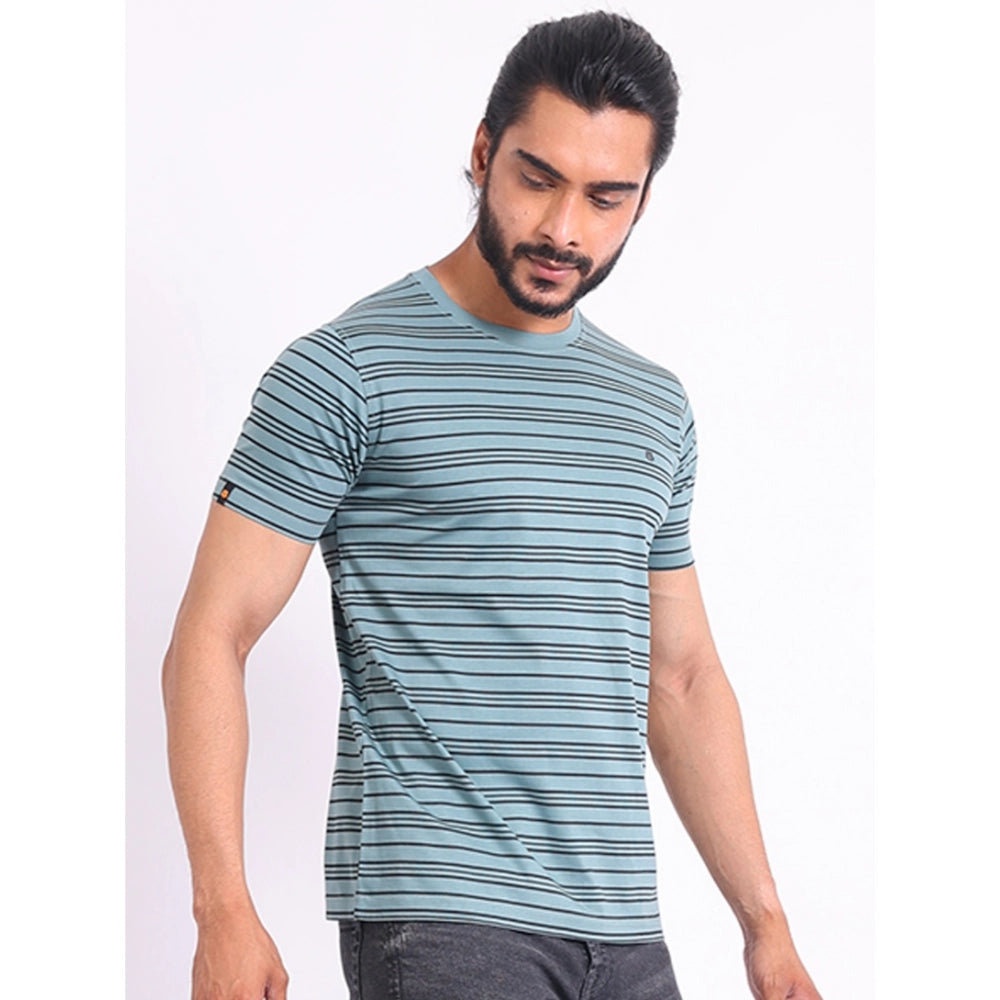 Indoraa Men's Casual Cotton Printed Round Neck Half Sleeve T-Shirt (Gery)