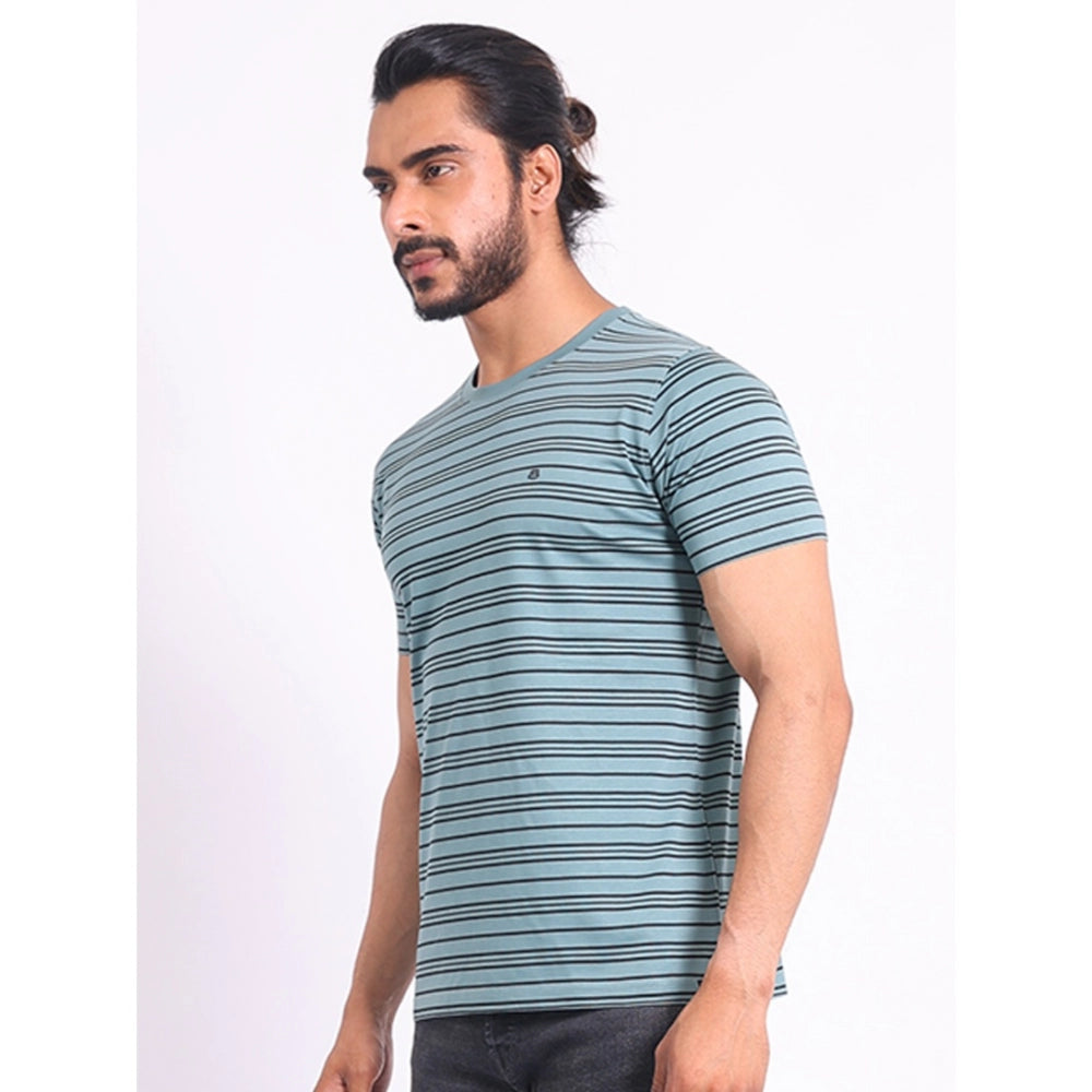 Indoraa Men's Casual Cotton Printed Round Neck Half Sleeve T-Shirt (Gery)