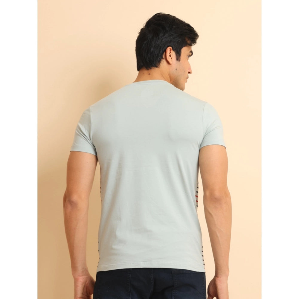 Indoraa Men's Casual Cotton Printed Round Neck Half Sleeve T-Shirt (Grey)