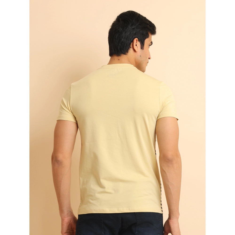 Indoraa Men's Casual Cotton Printed Round Neck Half Sleeve T-Shirt (Brown)