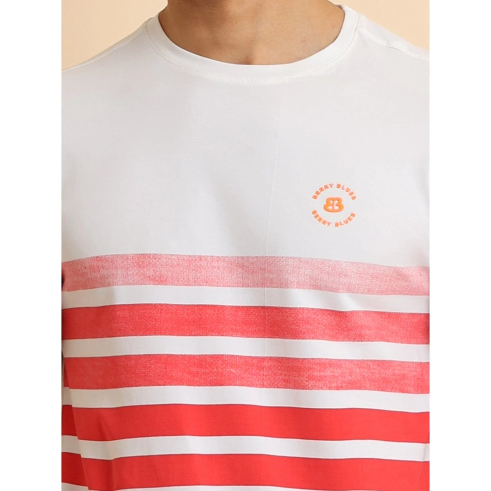 Indoraa Men's Casual Cotton Printed Round Neck Half Sleeve T-Shirt (Red)