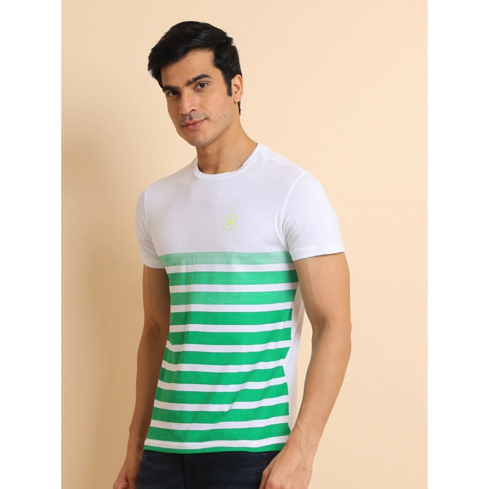 Indoraa Men's Casual Cotton Printed Round Neck Half Sleeve T-Shirt (Green)