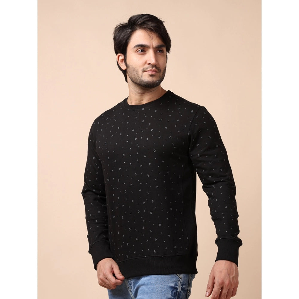 Indoraa Men's Casual Cotton Printed Round Neck Full Sleeve Sweat T-Shirt (Black)