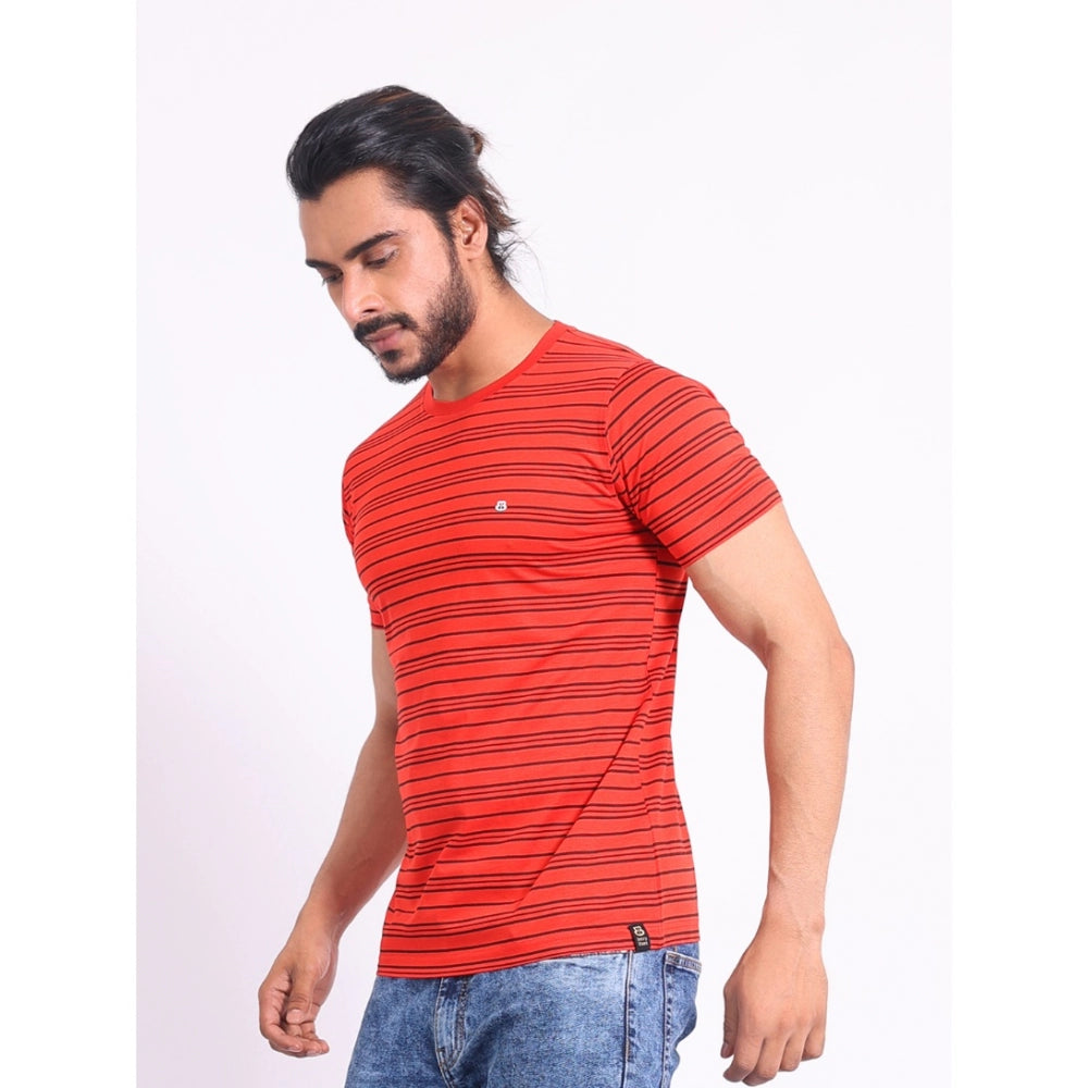 Indoraa Men's Casual Cotton Printed Round Neck Half Sleeve T-Shirt (Red)