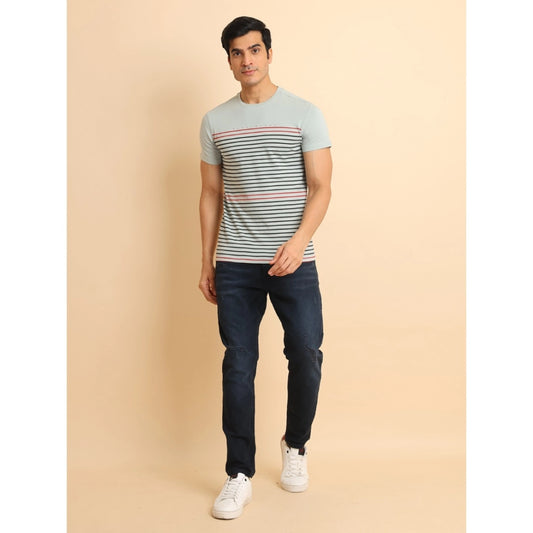 Indoraa Men's Casual Cotton Printed Round Neck Half Sleeve T-Shirt (Grey)