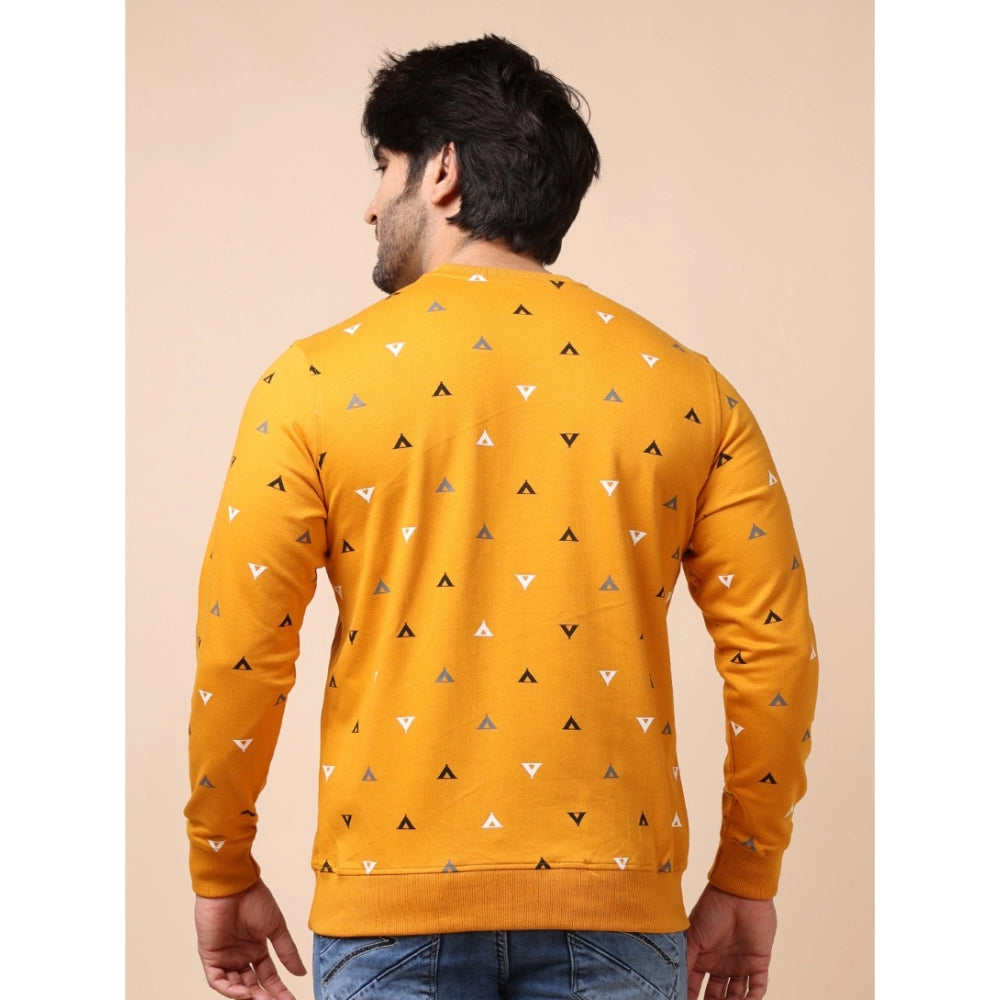 Indoraa Men's Casual Cotton Printed Round Neck Full Sleeve Sweat T-Shirt (Mustard)
