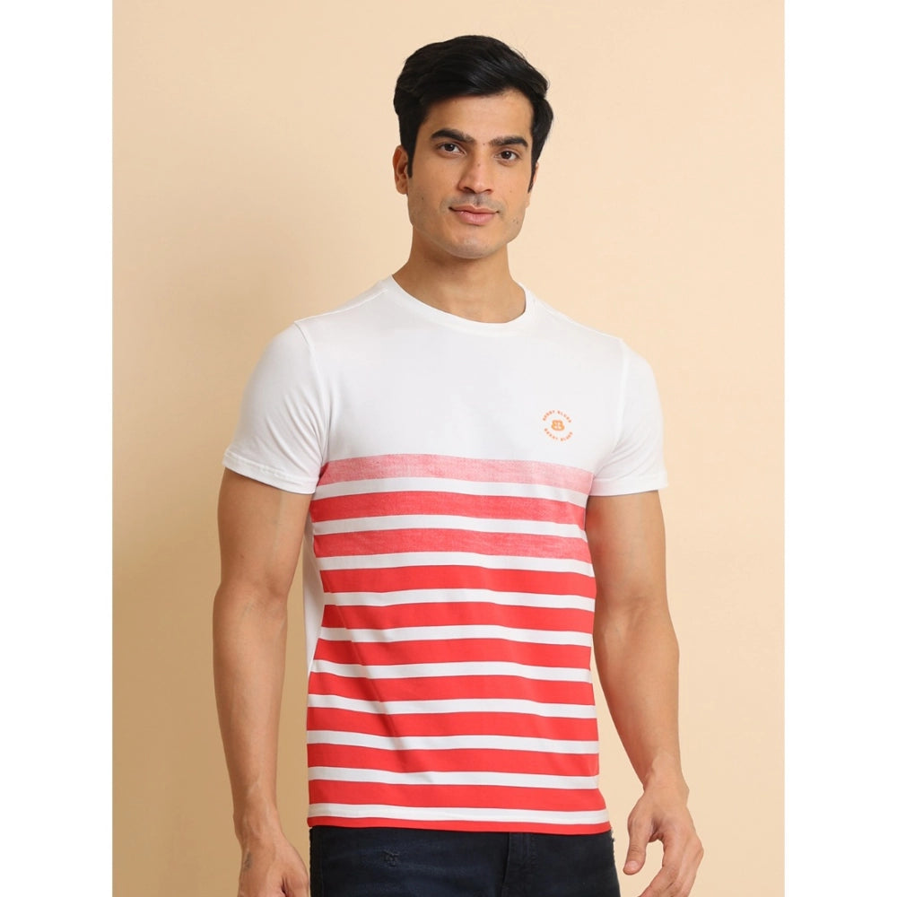 Indoraa Men's Casual Cotton Printed Round Neck Half Sleeve T-Shirt (Red)