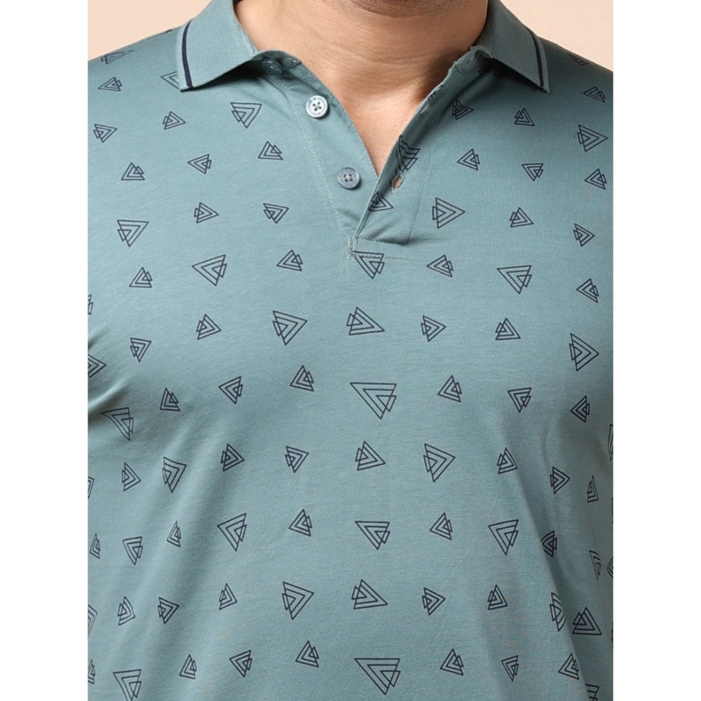 Indoraa Men's Casual Cotton Printed Polo Neck Half Sleeve T-Shirt (Grey)