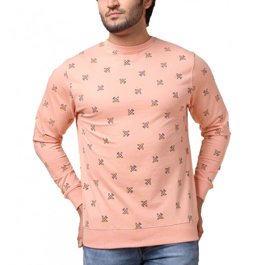 Indoraa Men's Casual Cotton Printed Round Neck Full Sleeve Sweat T-Shirt (Peach)