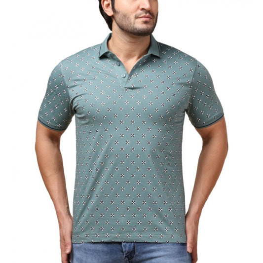 Indoraa Men's Casual Cotton Printed Polo Neck Half Sleeve T-Shirt (Grey)