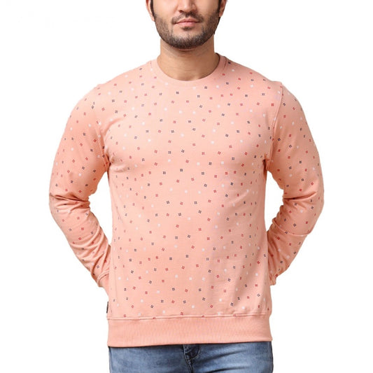 Indoraa Men's Casual Cotton Printed Round Neck Full Sleeve Sweat T-Shirt (Peach)