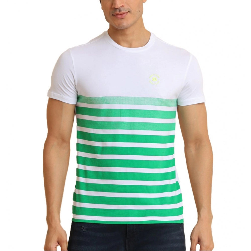 Indoraa Men's Casual Cotton Printed Round Neck Half Sleeve T-Shirt (Green)