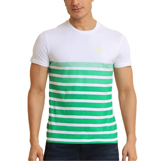 Indoraa Men's Casual Cotton Printed Round Neck Half Sleeve T-Shirt (Green)
