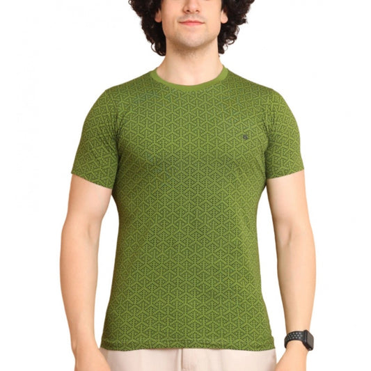 Indoraa Men's Casual Cotton Printed Round Neck Half Sleeve T-Shirt (Green)