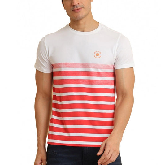 Indoraa Men's Casual Cotton Printed Round Neck Half Sleeve T-Shirt (Red)