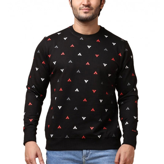 Indoraa Men's Casual Cotton Printed Round Neck Full Sleeve Sweat T-Shirt (Black)