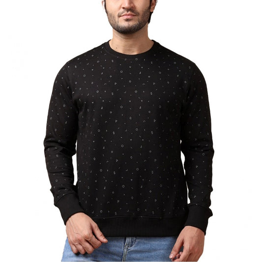 Indoraa Men's Casual Cotton Printed Round Neck Full Sleeve Sweat T-Shirt (Black)