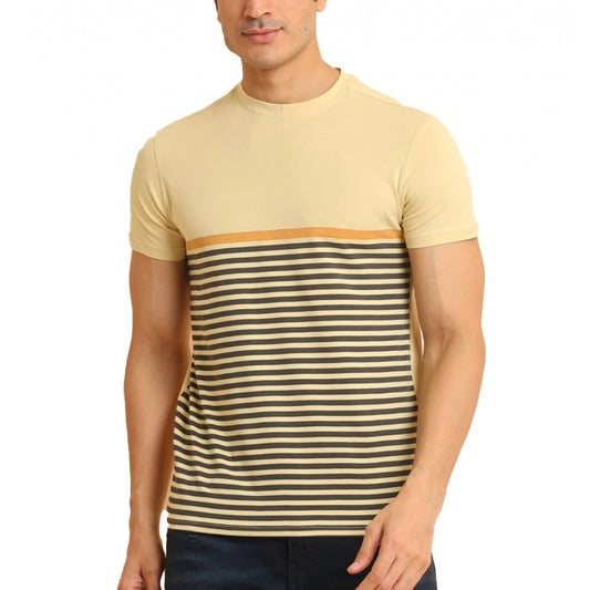 Indoraa Men's Casual Cotton Printed Round Neck Half Sleeve T-Shirt (Brown)