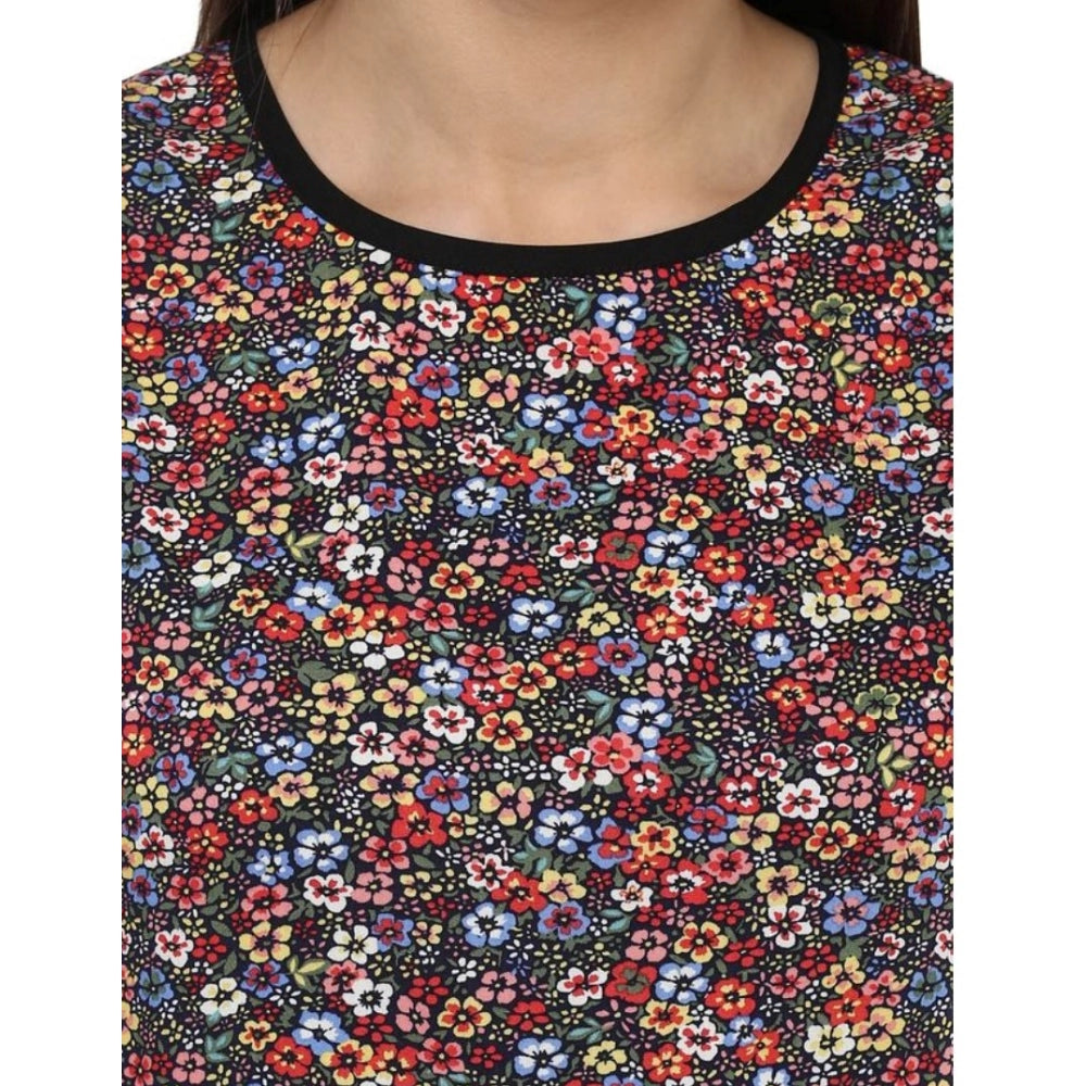 Indoraa Women's Polyester Printed Sleeveless Knee-Length Dress (Multicolor)