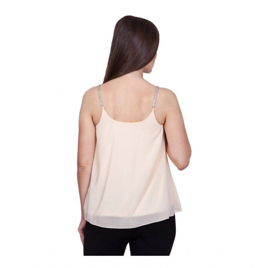 Indoraa Women's Polyester Solid Shoulder Straps Regular Top (Beige)