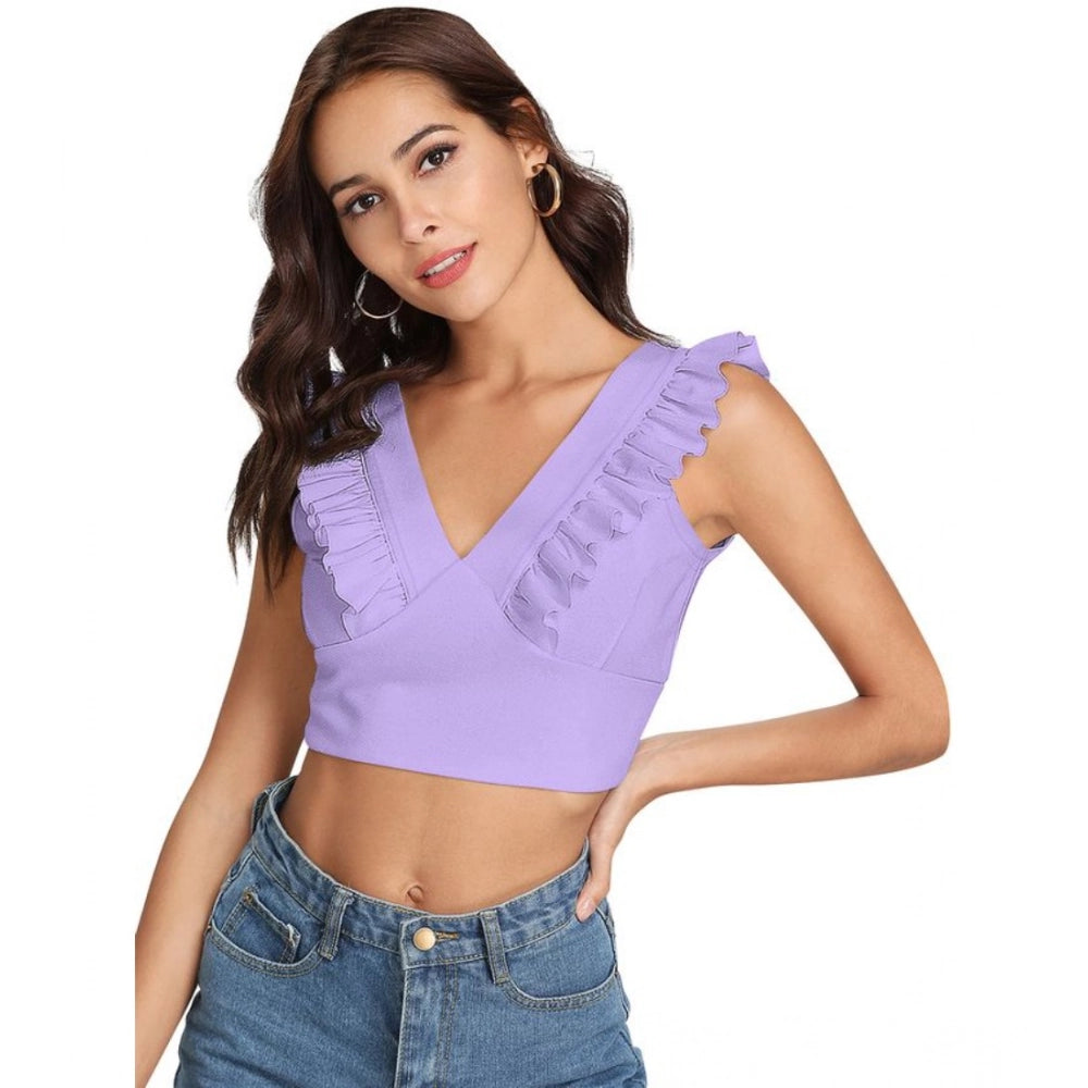 Indoraa Women's Polyester Solid Sleeveless Shoulder Straps Top (Purple)