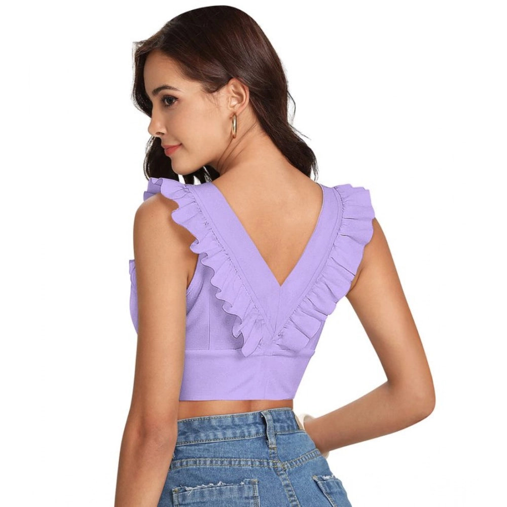 Indoraa Women's Polyester Solid Sleeveless Shoulder Straps Top (Purple)