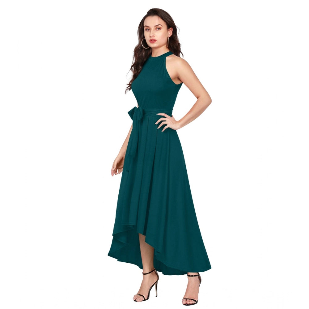 Indoraa Women's Polyster Solid Halter Neck Sleeveless Dress (Morpichh)
