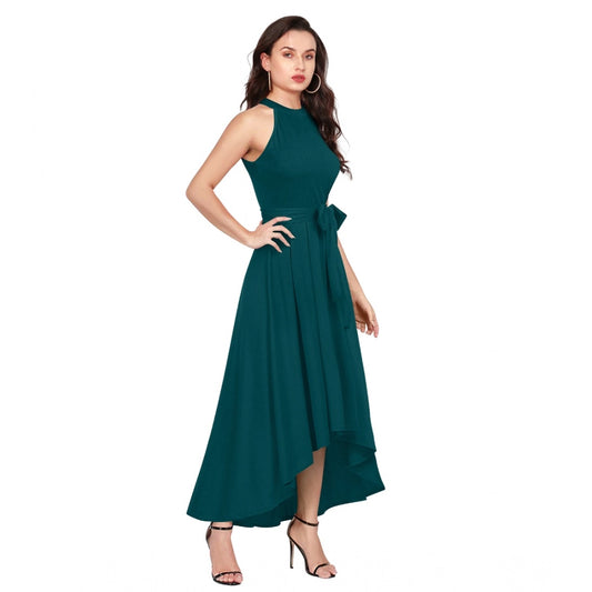 Indoraa Women's Polyster Solid Halter Neck Sleeveless Dress (Morpichh)