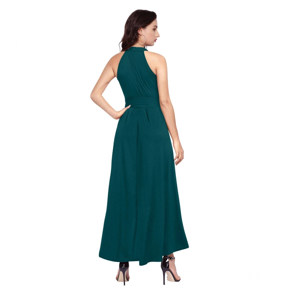 Indoraa Women's Polyster Solid Halter Neck Sleeveless Dress (Morpichh)