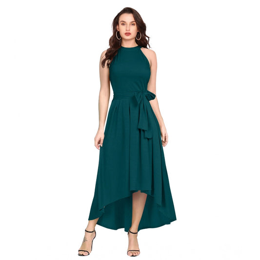 Indoraa Women's Polyster Solid Halter Neck Sleeveless Dress (Morpichh)