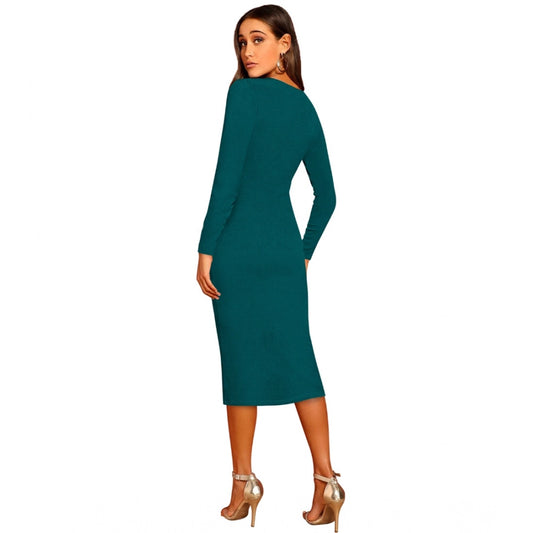 Indoraa Women's Knitting stretchable Round Neck Full Sleeve Dress (Morpich )