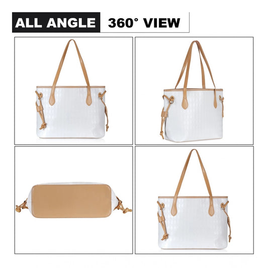indoraa Women's Canvas Medium Shoulder Zipper Handbag (White)