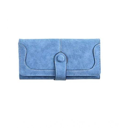 indoraa Women's Faux Leather Medium Snap Button Wallet (Blue)