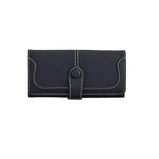 indoraa Women's Faux Leather Medium Snap Button Wallet (Black)