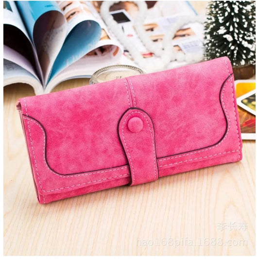 indoraa Women's Faux Leather Medium Snap Button Wallet (Pink)