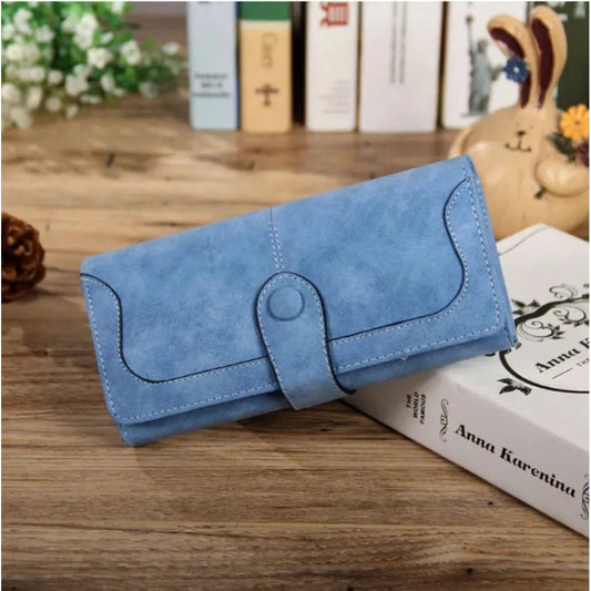 indoraa Women's Faux Leather Medium Snap Button Wallet (Blue)