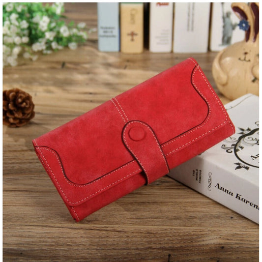 indoraa Women's Faux Leather Medium Snap Button Wallet (Red)